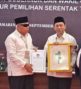Suasana penetapan nomor urut pasangan calon gubernur dan wakil gubernur Kaltim di Kantor KPU Kaltim, Senin 3 September 2024 hari ini.