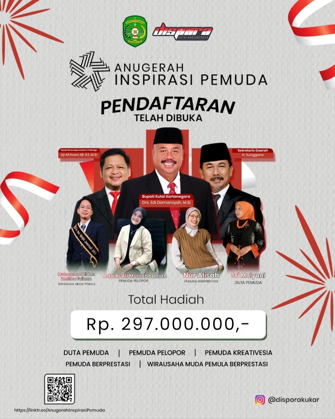 Dispora Kukar Buka Pendaftaran Anugerah Inspirasi Pemuda 2025, Buka Lima Kategori Lomba